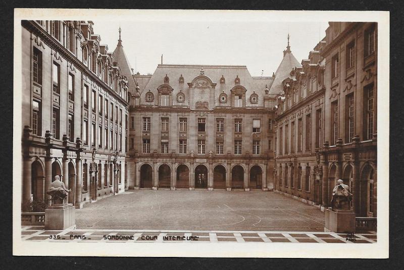 Inner Courtyard Sorbonne Paris France RPPC unused c1920's