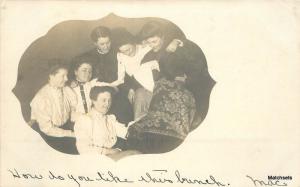 C-1905 Frame like Women displaying Needlework RPPC Real Photo postcard 100878