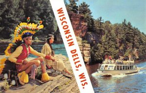 Greetings WISCONSIN DELLS, WI Indians Native Americana c1960s Vintage Postcard