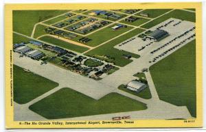 Rio Grande Valley Airport Aerial View Brownsville Texas linen postcard