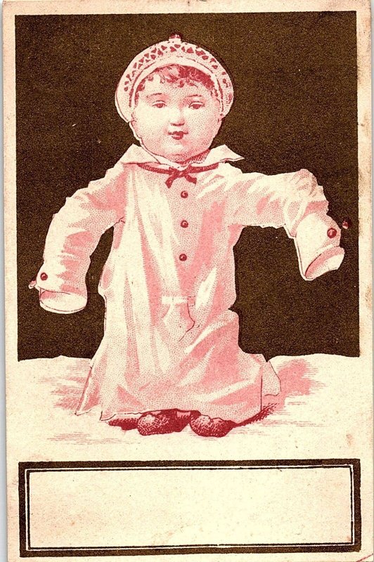 c1880 CHINESE BABY IN OVERSIZE SHIRT AND CAP VICTORIAN TRADE CARD 41-29