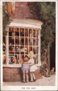 Margaret Tarrant Playtime Series Medici Kids at Shop Window Vintage Postcard