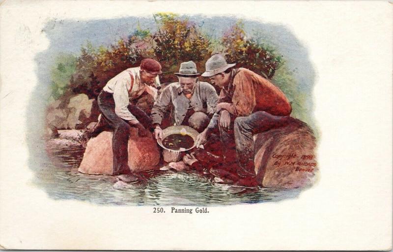 Panning for Gold Three Men c1907 Postcard D76