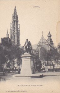 Belgium Gand La Cathedrale et Statue Rubens