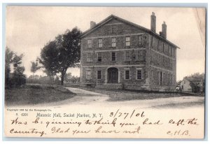 1906 Masonic Hall Exterior Sacket Harbor New York NY Unposted Trees Postcard