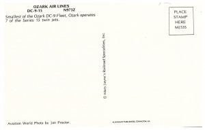 Ozark Air Lines DC-9-15 Airplane Postcard