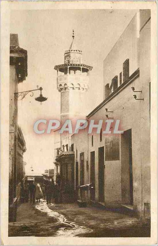 Old Postcard Tunis Rue Sidi Ben Ziad Minaret