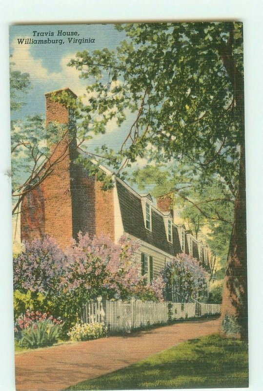 Travis House, Williamsburg, Virginia VA Curteich Linen Postcard