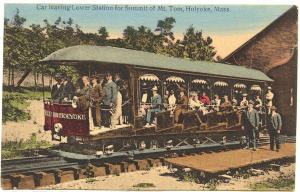 Holyoke MA Mount Tom Trolley Rail Closeup Postcard