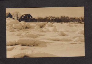 ME The Battery 1917-18 Snow Ice Belfast Maine RPPC RP Real Photo Postcard