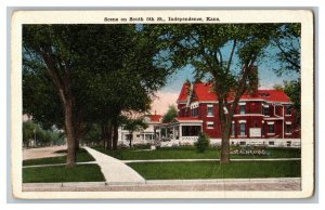 Scene On South 5th St. Independence Kans. Kansas Vintage Standard View Postcard