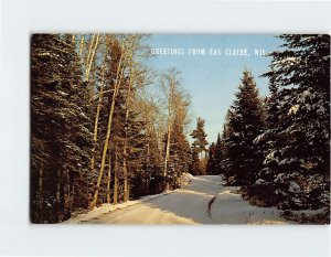 Postcard Winter Roadway, Greetings From Eau Claire, Wisconsin