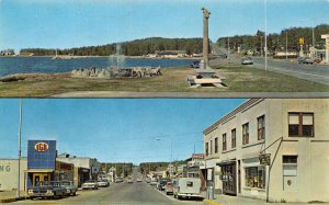 Grand Marais Minnesota Lake Superior and Street View Vintage Postcard U640