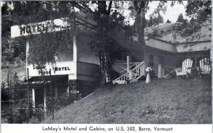 BARRE, VT Vermont LeMAY'S MOTEL & CABINS  c1940s  Roadside  Lumitone Postcard