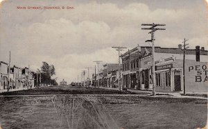 Howard  South Dakota Main Street, B/W Lithograph, Vintage Postcard U18016
