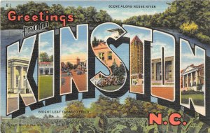 G75/ Kingston North Carolina Postcard Linen Large Letter Greetings from