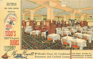 Postcard Florida Jacksonville 1940s advertising Todd's Virginia Hams 23-11112