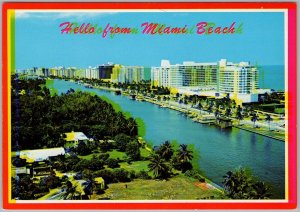 Vintage Miami Beach Florida Postcard 1983 Lithograph Air View C12