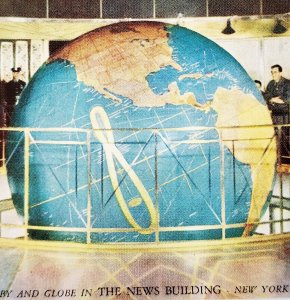 The News Building NY Postcard New York Lobby Globe c1940s DWS5D