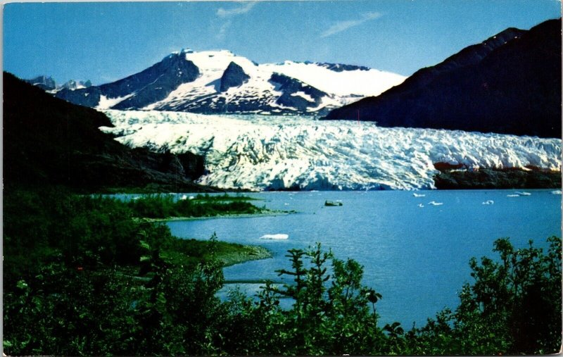 Mendenhall Glacier Juneau Alaska Ice Snow Mountain Postcard VTG UNP Mike Roberts 