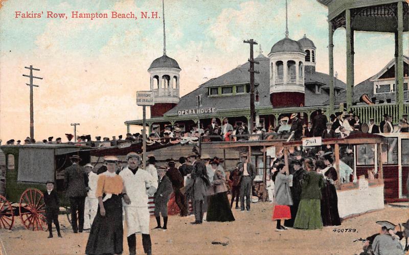 Fakirs' Row, Hampton Beach, New Hampshire, Early Postcard, Used