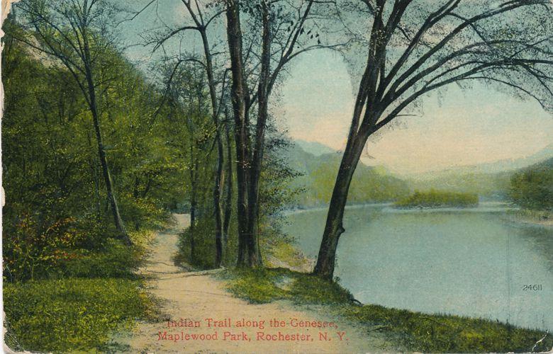 Maplewood Park Rochester New York Indian Trail along Genesee River pm 1914 - DB