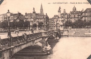 Vintage Postcard Puente Maria Cristina Bridge Urumea River San Sebastian Spain