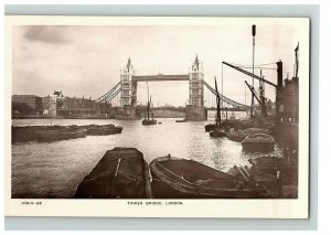 Tower Bridge London Rppc Postcard Uk Vtg Photo Real England Ships Boats 10514-26 