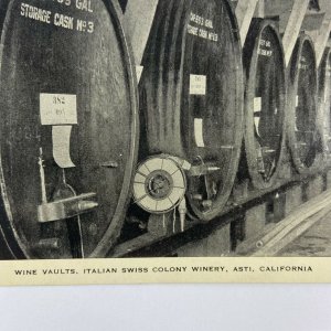 Wine Vaults, Barrels, Italian Swiss Colony Winery, CA, Asti, California Postcard