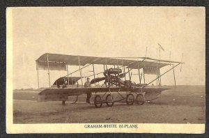 GRAHAME-WHITE BIPLANE CHICAGO ILLINOIS AVIATION POSTCARD (c. 1910)