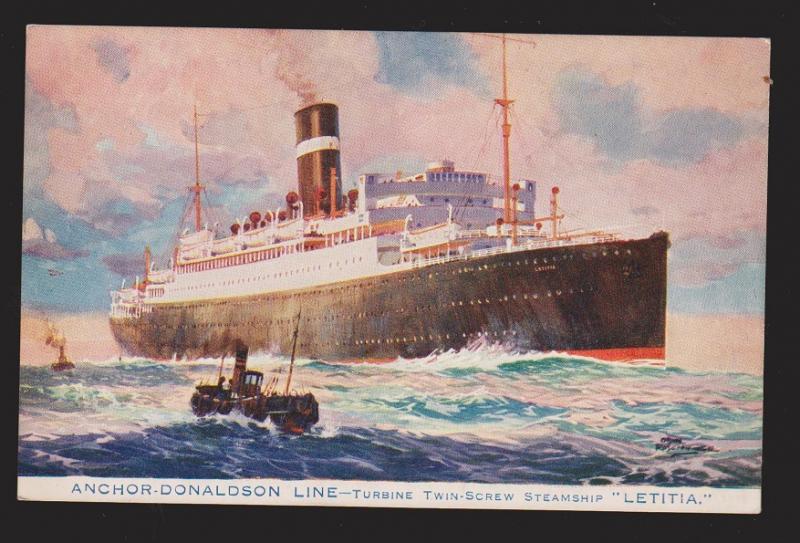 Anchor-Donaldson Line Ship SS Letitia - Glasgow To Canadian Ports Route