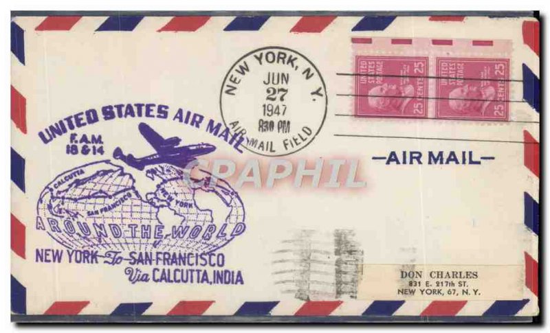 Letter USA New York San Francisco Calcutta India June 27, 1947