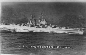 1950s USS Worcester {CL-144} Navy Military RPPC Photo Postcard 21-2967