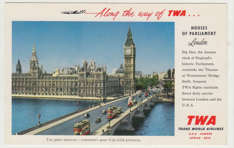 P3112 vintage Postcards along the way of twa airlines london