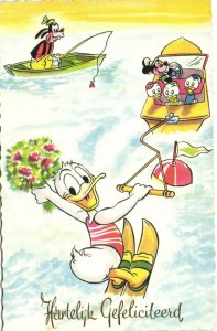 PC DISNEY, MICKEY MOUSE, DONALD, HUEY, DEWEY AND LOUIE, Vintage Postcard(b27825)