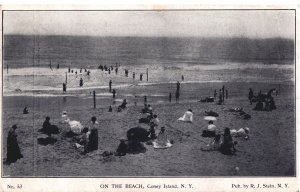 VINTAGE POSTCARD BEACH SCENE CONEY ISLAND N.Y.C. MAILED IN 1907 FRESH CARD