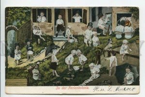 439238 MULTIPLE BABIES Rest Traveler POT Cow Vintage postcard COLLAGE 1907 year