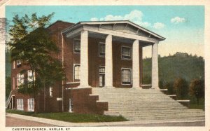 Vintage Postcard 1937 Christian Church Parish Building Landmark Harlan Kentucky