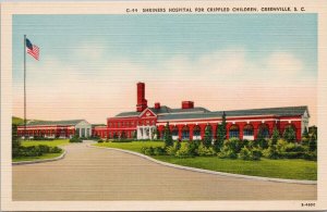 Greenville SC Shriners Hospital for Crippled Children Unused Linen Postcard H45