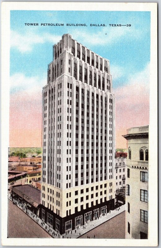 Dallas TX-Texas, Tower Petroleum Building Cross Streets Skyscraper, Postcard