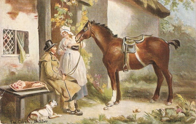 The Country Butcher. Horse Nice old viontage English PC. Signed