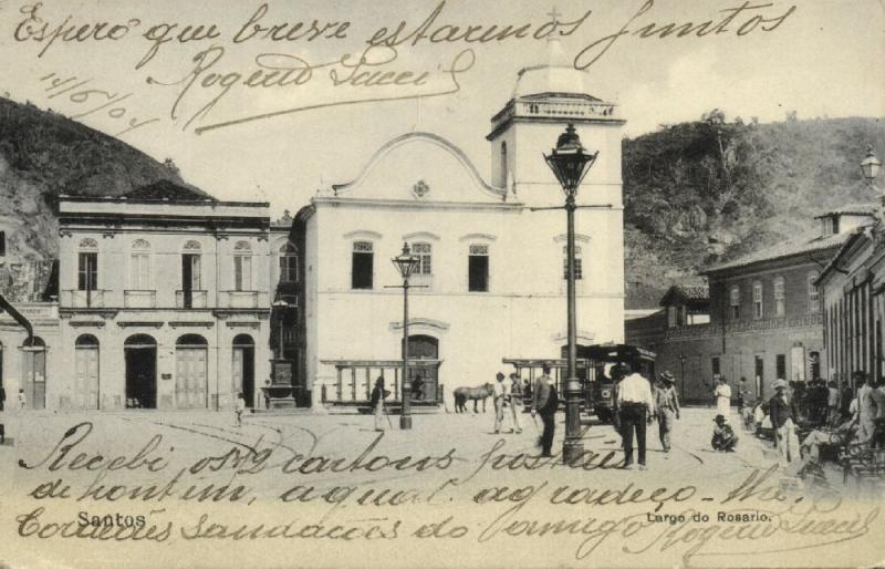 brazil, SANTOS, Largo do Rosario, Tram (1904)