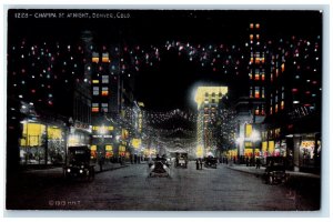 Denver Colorado Postcard Champa St. Night Exterior Building 1940 Vintage Antique