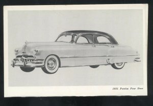 1951 PONTIAC FOUR DOOR VINTAGE CAR DEALER ADVERTISING FOLDOUT POSTCARD
