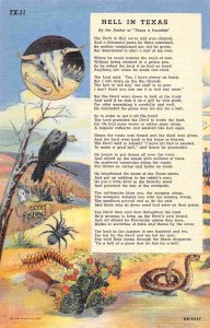 Hell In Texas Poem 1940s linen postcard
