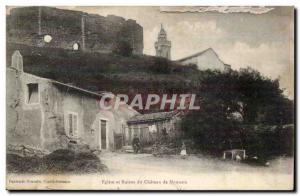 Postcard Old Church and castle ruin of Monsoon