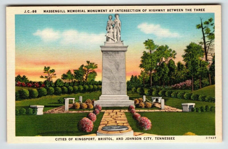 Tennessee Johnson City Bristol Kingsport Massengill Memorial Monument Postcard