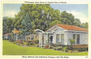 Tallahassee Auto Court Motel Florida linen postcard