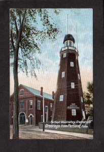 ME Greetings From Portland Observatory Tower Maine Watchtower for Ships Postcard