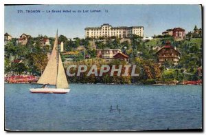 Old Postcard Thonon Grand Hotel seen from Lake Geneva